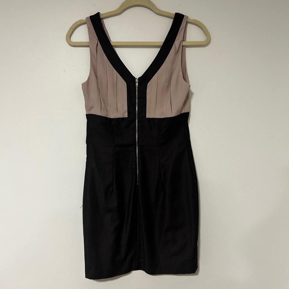 2000's Forever 21 Two Tone V Neck Sheath Dress Black Pink Size‎ S - Picture 4 of 5